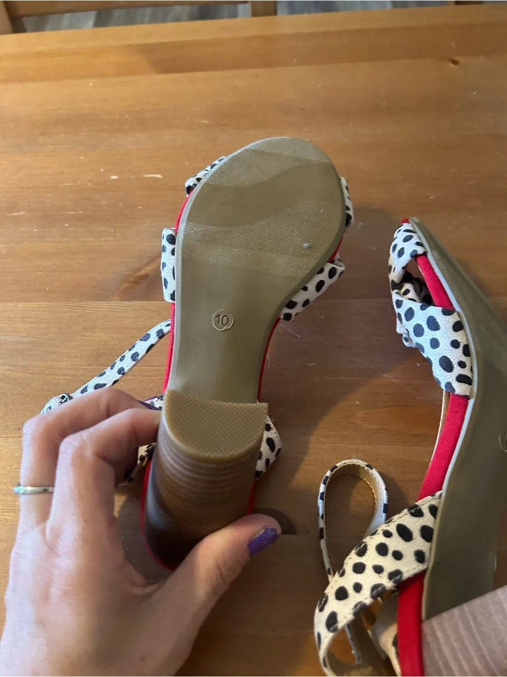 Scoop Size 10  Adorable Red Black and White Chunky Heels